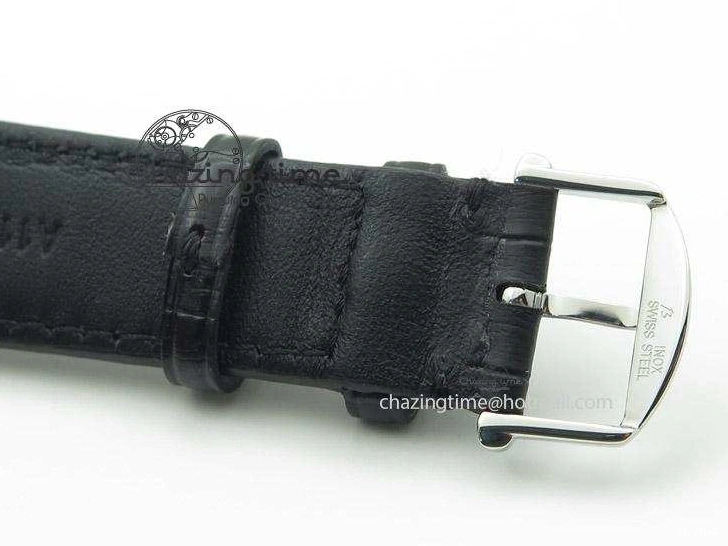 MIROTIME 0420 Portofino Chrono SS Black Dial on Black Leather Strap A Refined 7390
